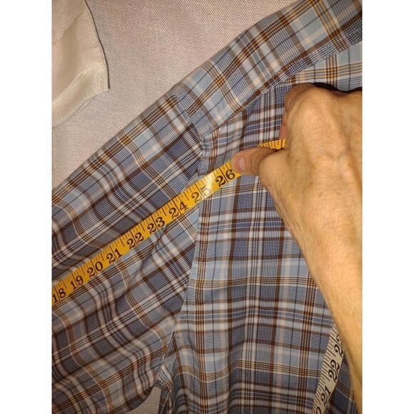 Eddie Bauer Men's L Blue Plaid Button Down Long Sleeve Shirt Size XL 100% Cotton - Picture 4 of 6